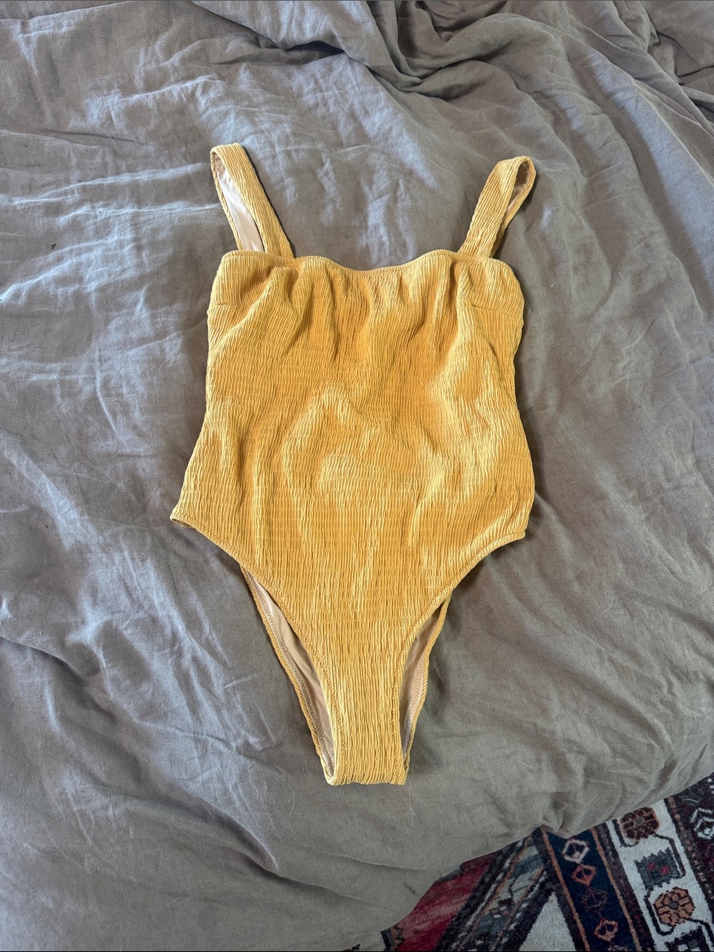 Zulu and Zephyr yellow square neck one piece swimsuit